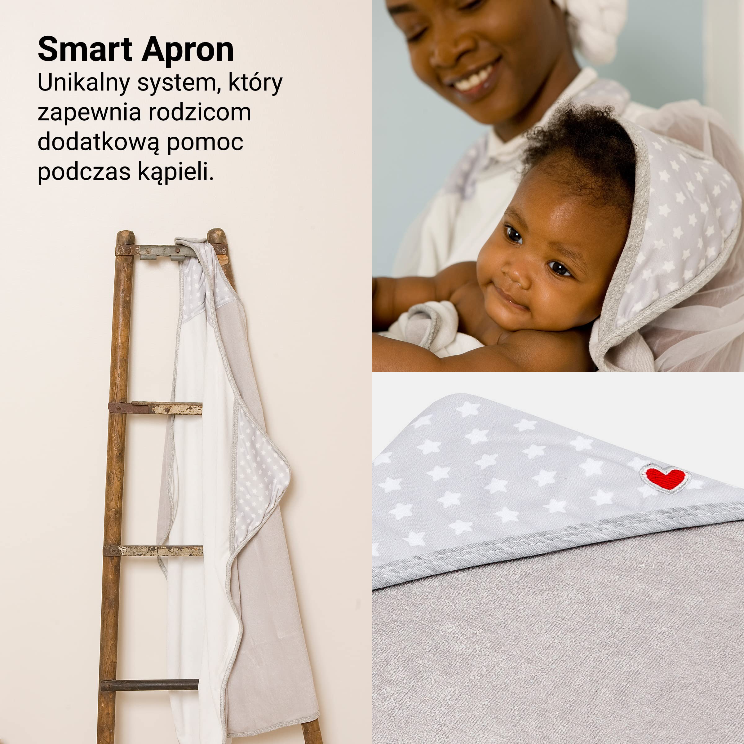 BabyToLove bardzo duzy hipoalergiczny recznik SmartBaby dla niemowlat | Rodzice sie nie zmocza | Ultra Miekki Antybakteryjny Bambus | White Stars