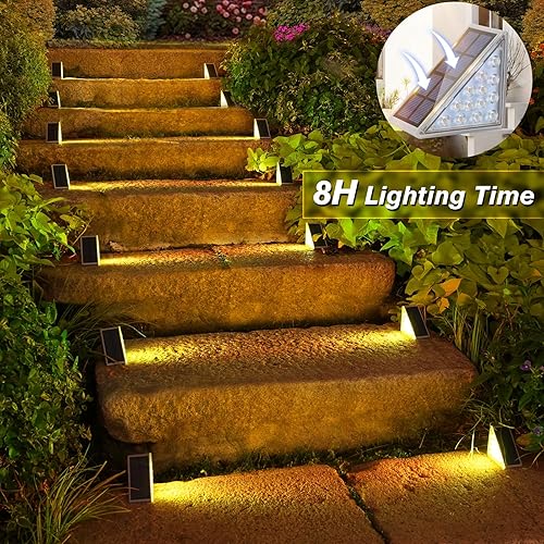 Miniatura 6 de VOLISUN Paquete de 6 luces solares para escaleras, 7 colores fijos, luces solares para escalones al aire libre, impermeables, IP67, luces LED para