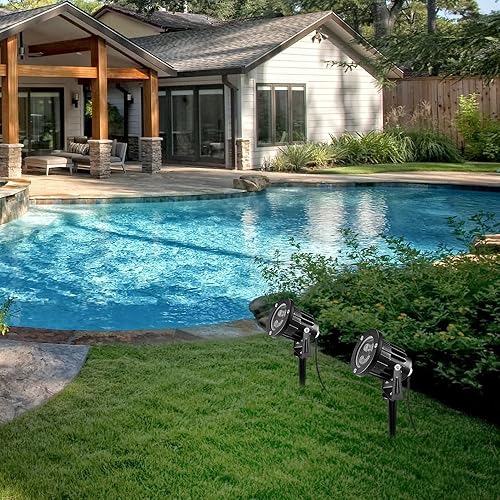 Miniatura 6 de OurLeeme - Estaca de luz de inundación de césped, luces de foco RGB de 8 W, luz de inundación LED para exteriores, impermeables, con control remoto,