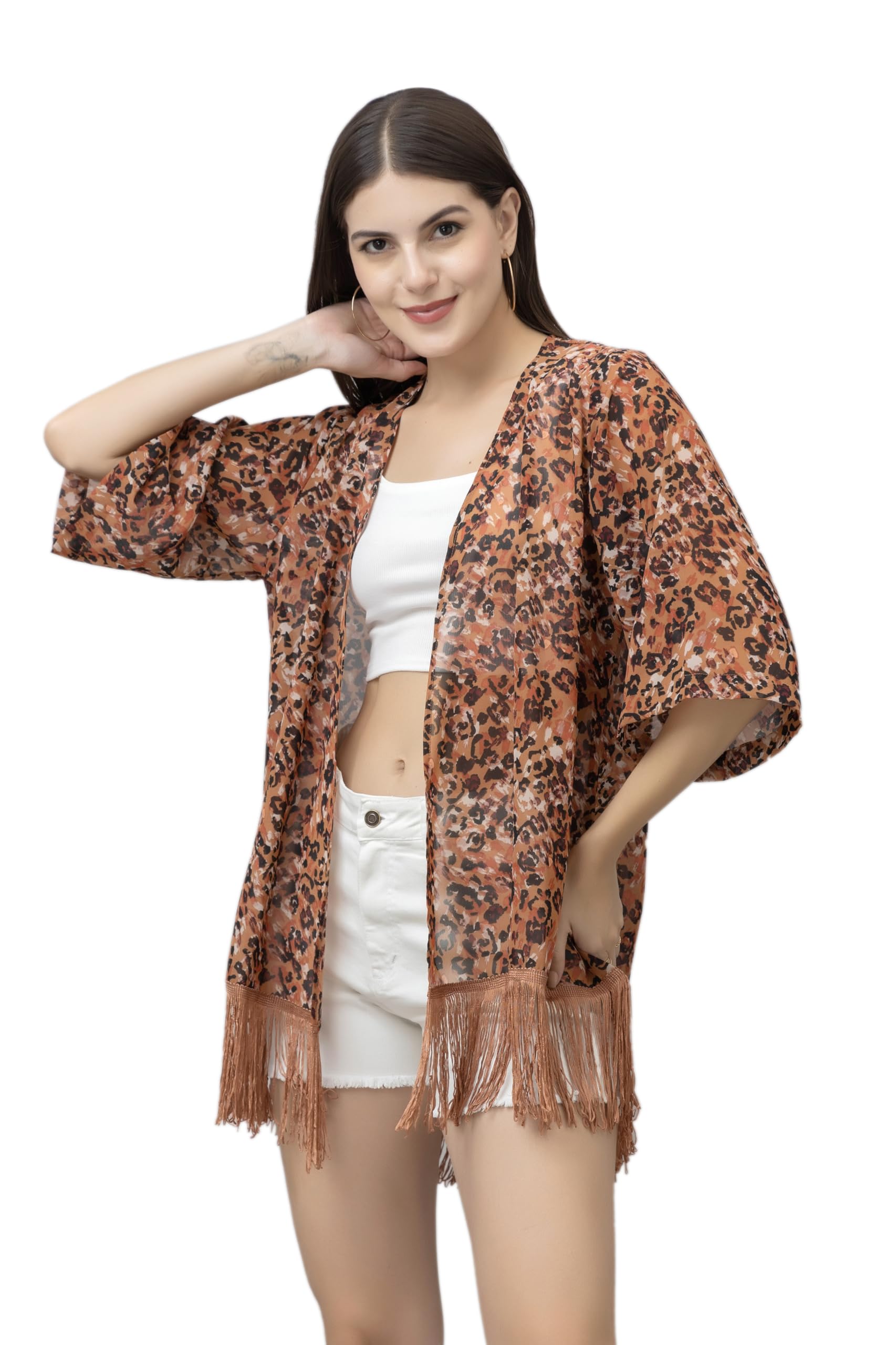 purys Women's Polyester Shawl Neck Shrug Sweater (PY4116SRGBRMT_Brown_Free Size)-picture-12