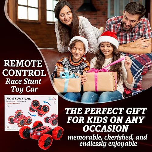 Miniatura 8 de Auto de control remoto, nuevo auto de juguete a control remoto de doble cara giratorio de 360 con faros LED, auto eléctrico recargable de acrobacias