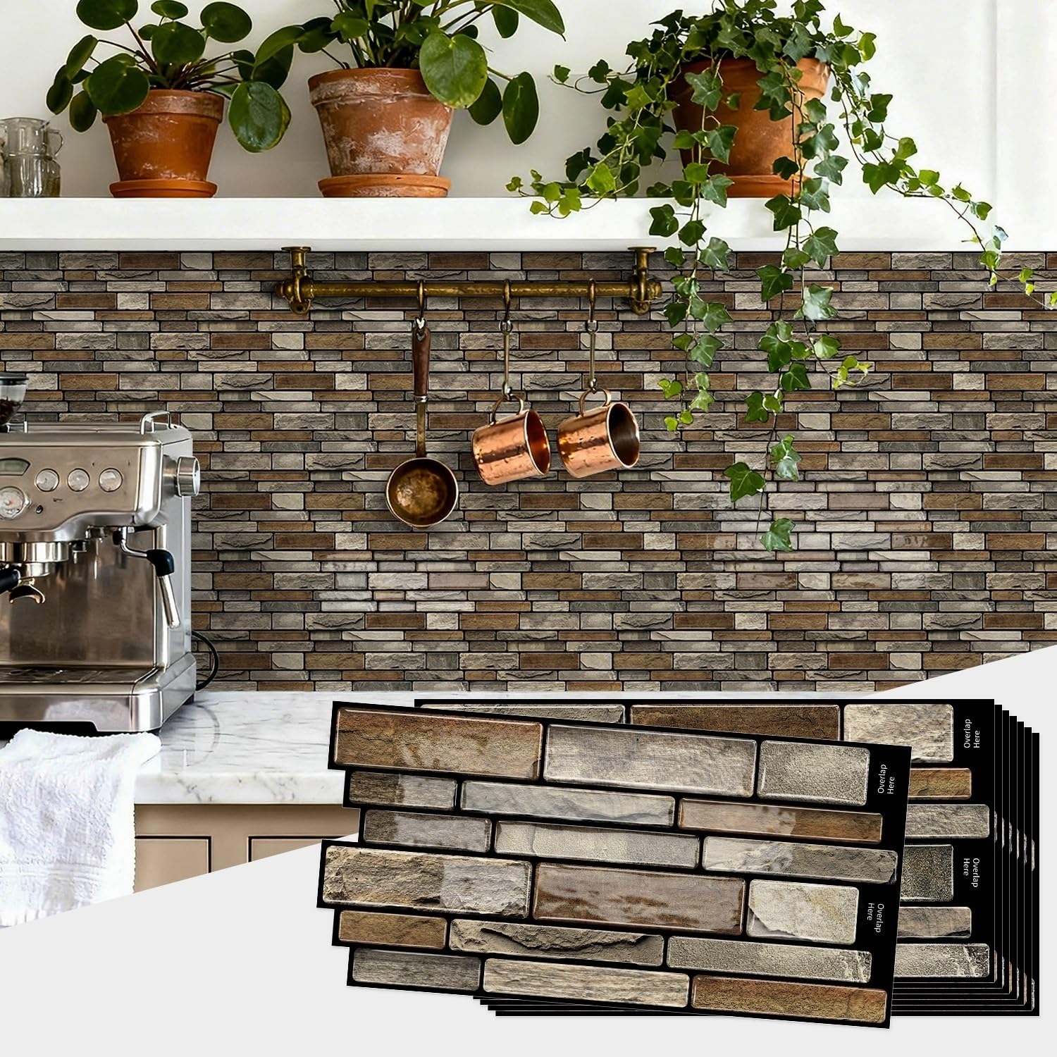 Sohouu 48Pcs 3D Waterproof Wall Stickers Self Adhesive Diy Decor For Home Indoor(48Pcs)