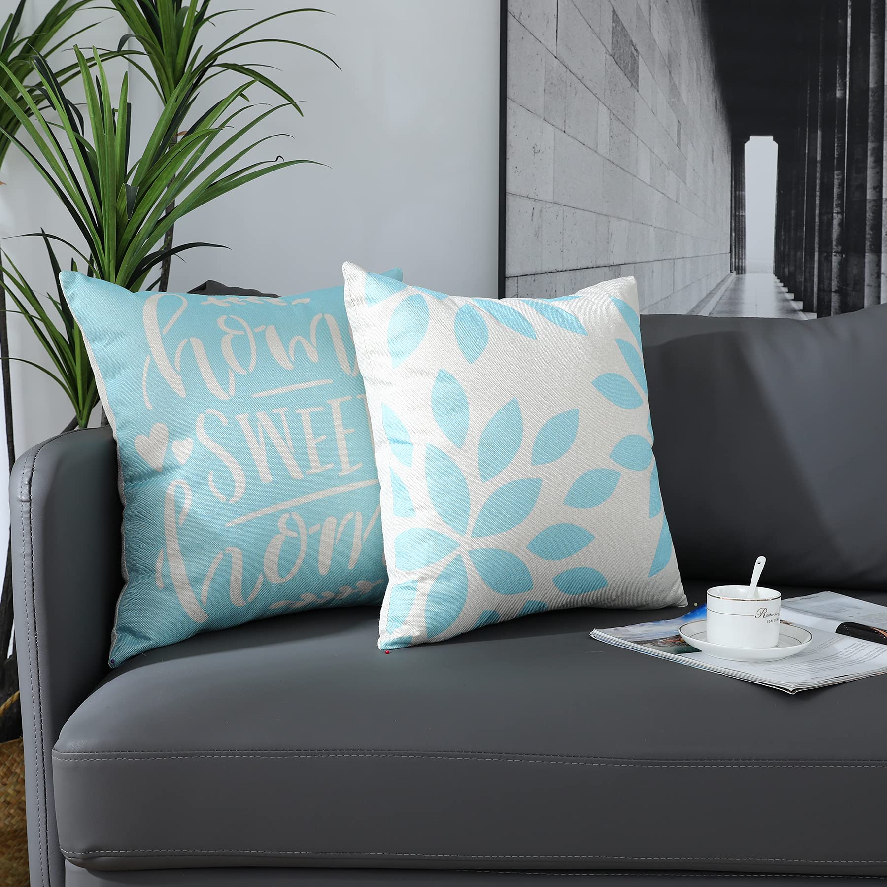 Homefeelzydys Cushion Covers,Cushion Covers 40 x 40 set of 4 Blue Square Throw Pillow Case cushion covers 16x16 4Pack For Outdoor Patio Garden Blench Living Room Sofa Farmhouse Decor - Image 2