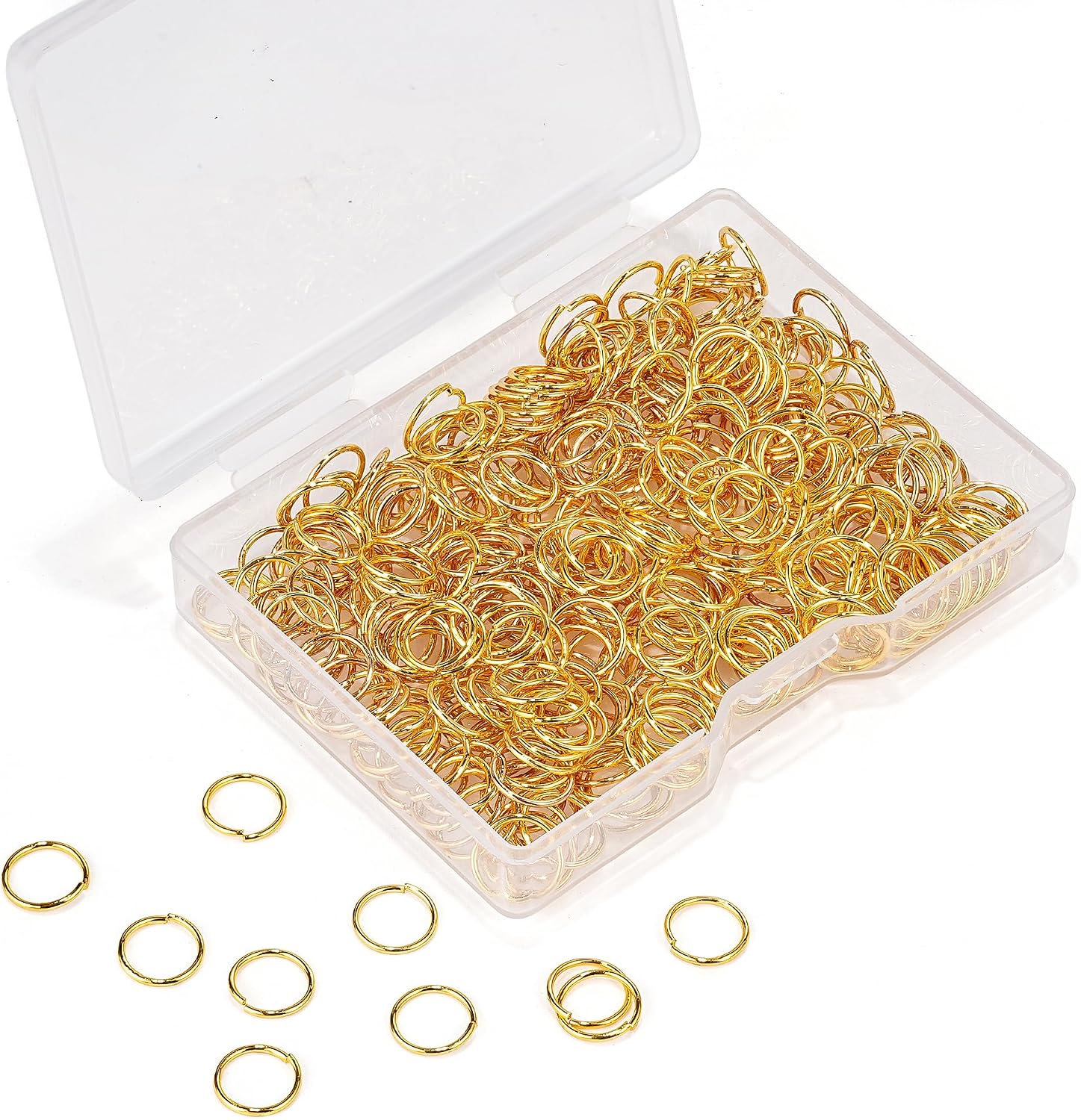 4mm 18k Gold Plated Jump Rings, 1000pcs Non Tarnish Open Jumprings Supplies Kit 21 Gauge for DIY Bracelet Necklace Earring Jewelry Making and Repairing