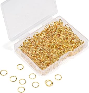 Brass Jump Rings 600pcs 6mm 18k Gold Plated, Non Tarnish 0.7mm Thick | Brass Jewelry Making Single Ring Bulk Metal O Rings Single Loop Connectors for DIY Craft Earring Necklace Bracelet Repair