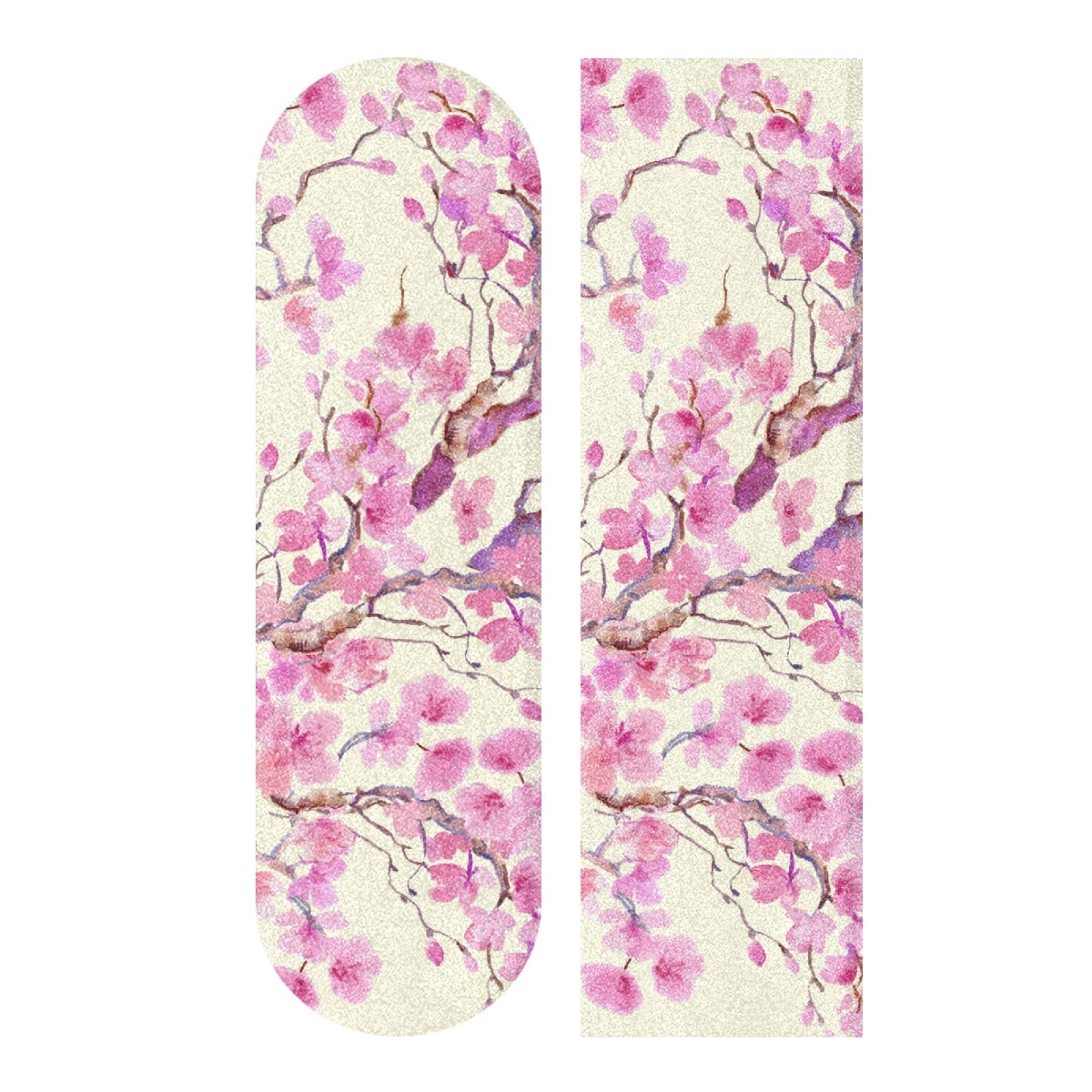 Hupery Cherry Blossoms Skateboard Grip Tape Longboard Griptape Waterproof Grip Tape Sheet Sticker Deck Sandpaper Griptape 33.1x 9.1 inch