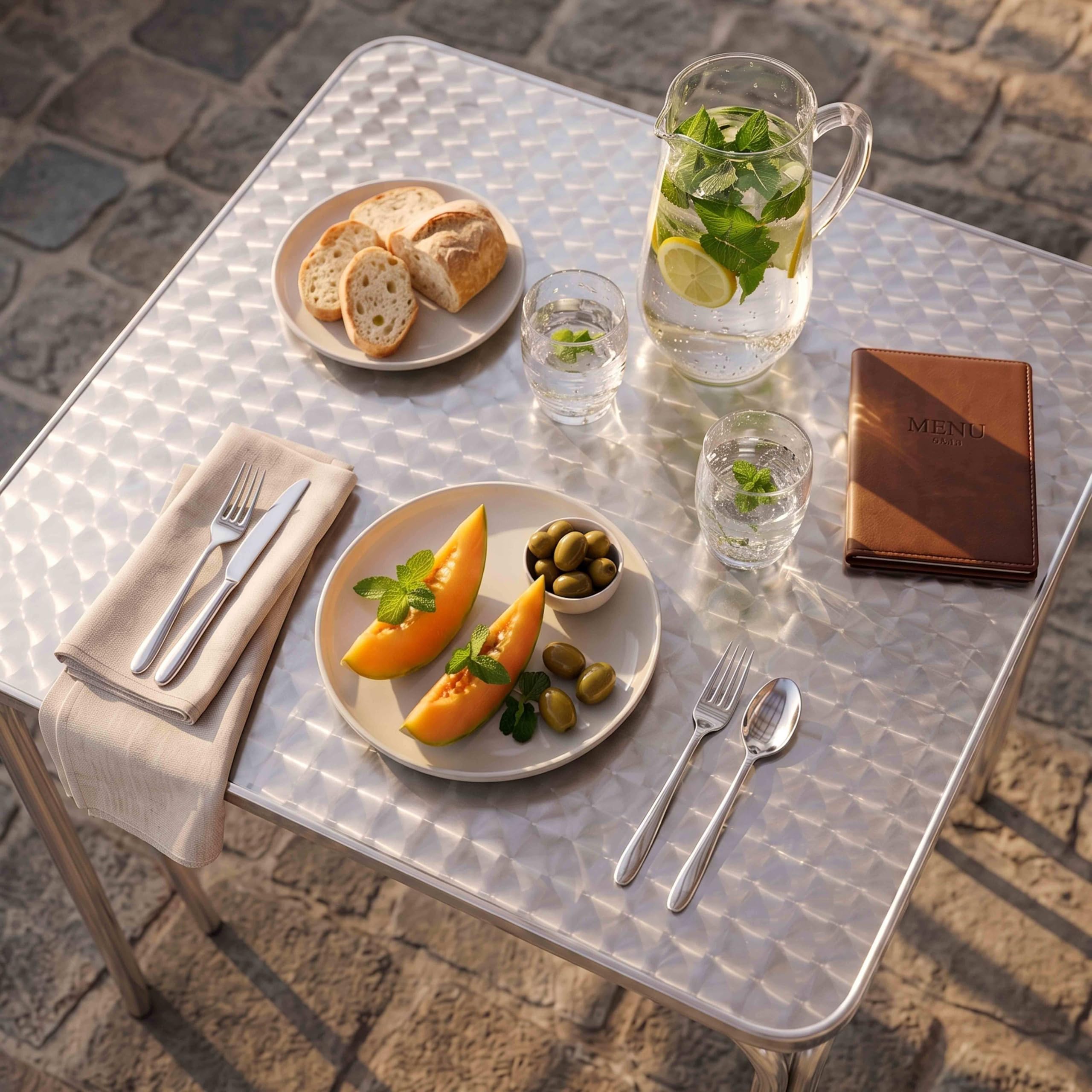Oviala Table de Jardin carrée en Aluminium