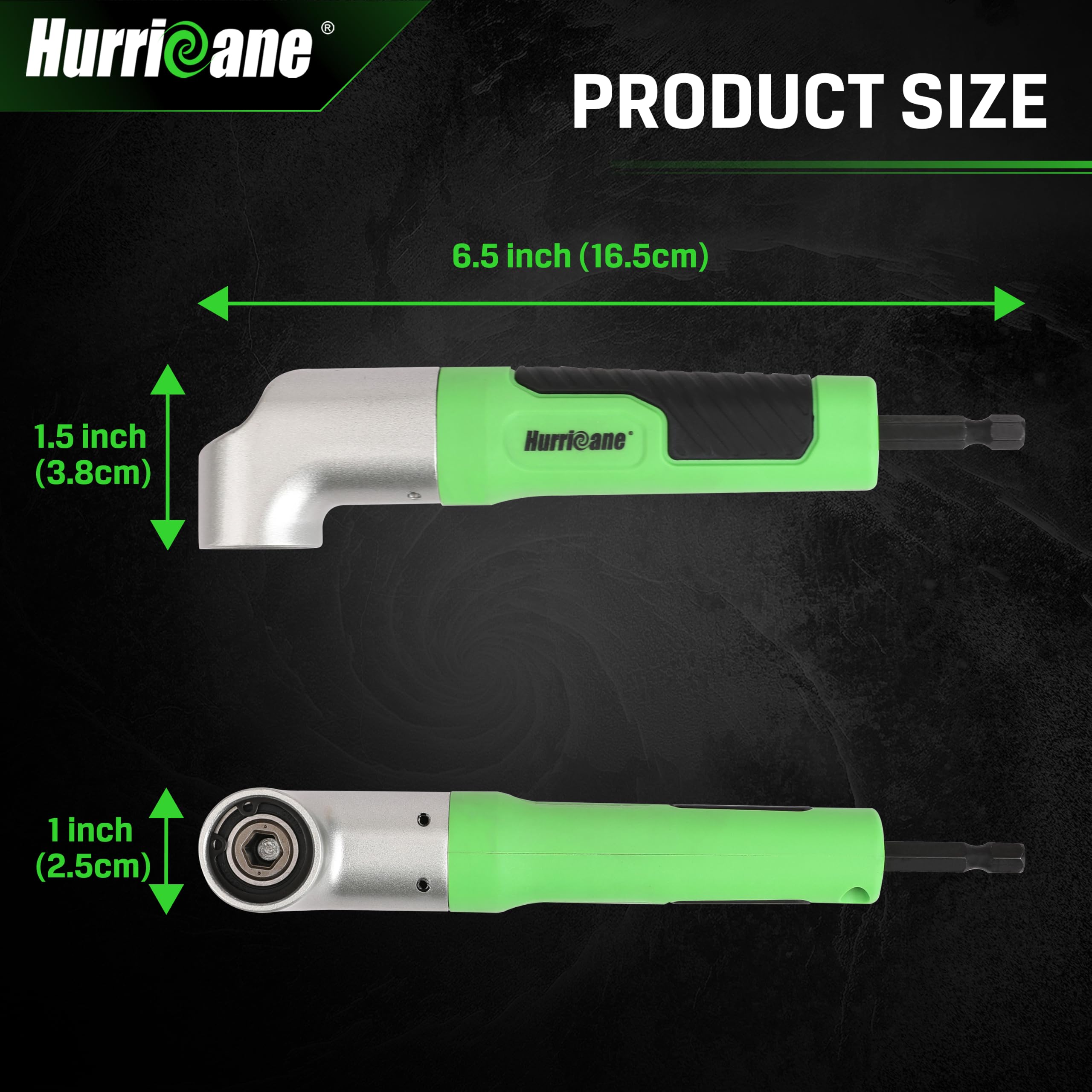 HURRICANE Right Angle Drill Attachment, 90 Degree Drill Adapter with Powder Metallurgy Gears, Impact Shell, 1/4" Hex Shank Magnetic Corner Tool for Tight Spaces — Amazon image 2