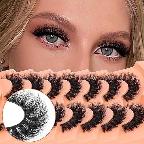 Miniatura 3 de JIMIRE Pestañas postizas de volumen de visón sintético, pestañas esponjosas dramáticas rizadas en D, pestañas de 0.71 pulgadas de grosor, pestañas