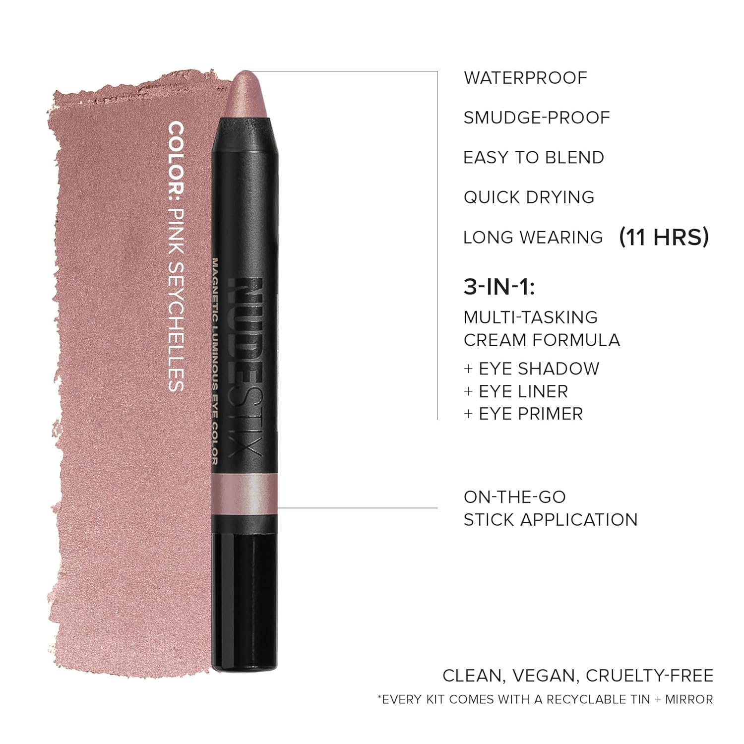 Nudestix Nude Beach 6-Piece Eye Palette – Cream Eyeshadow Pencil Set in Matte & Luminous Finishes | Long-Wear, Vegan Eye Crayons in Nude, Bronze & Rose Gold Tones | Limited Edition Collector Tin - Image 6