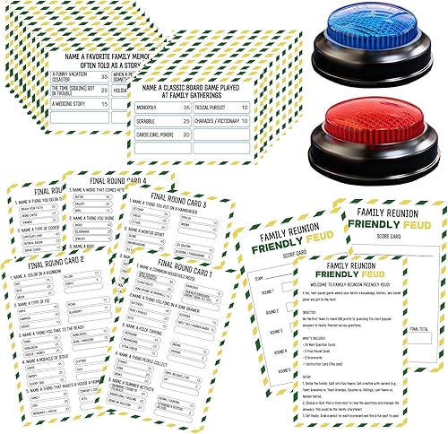 Juego de cartas de disputa familiar con 2 zumbadores de respuesta, juego de reunión familiar, divertido cuestionario de preguntas para reuniones de