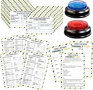 Family Friendly Feud Card Game with 2 Answer Buzzers,Family Reunion Game Night Fun Trivia Quiz for Holiday Gathering Party Office Class Groups Team Building