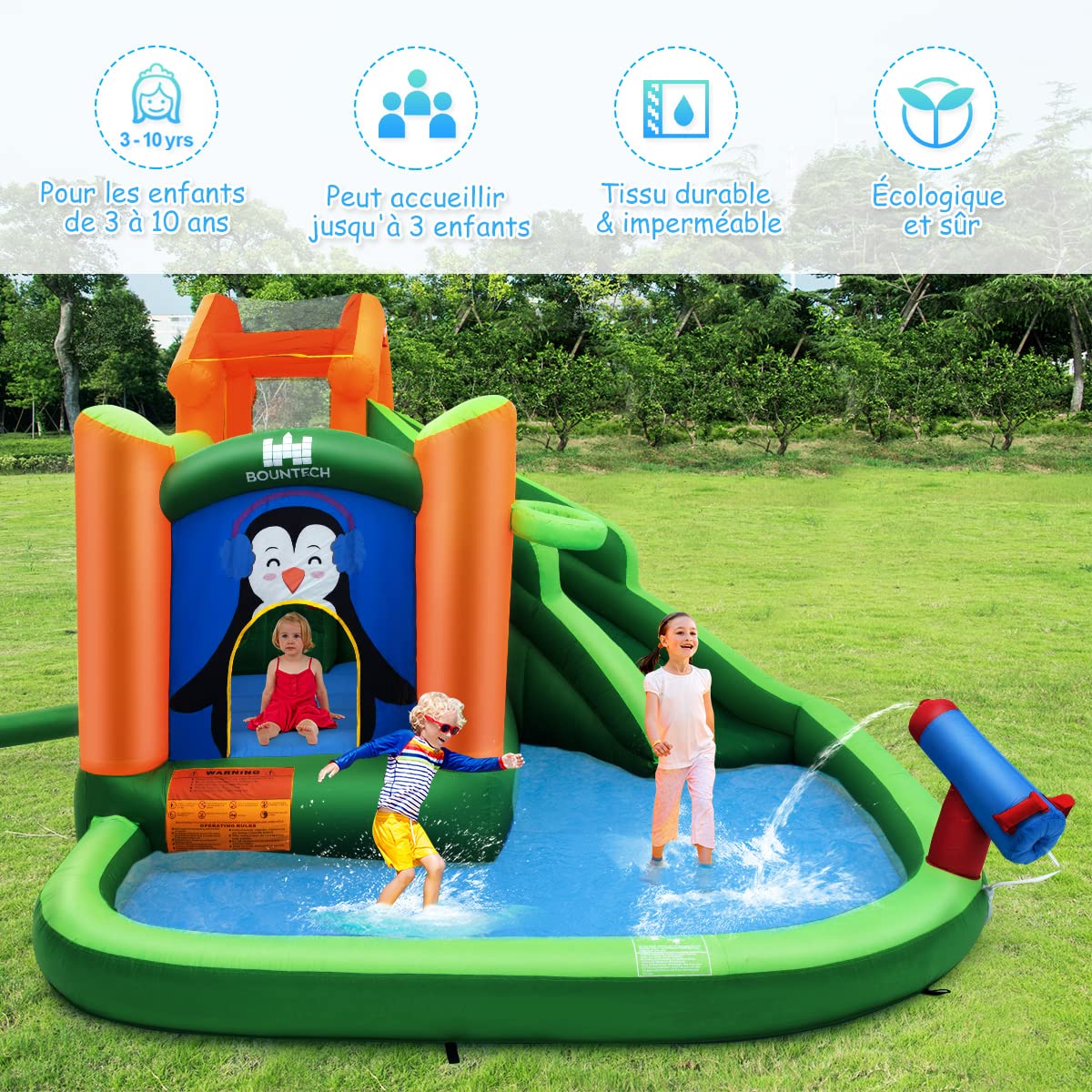 Château Gonflable Aquatique avec Toboggan&Zone de Saut Aire de Jeux avec Mur d'Escalade&50 Château Gonflable Aquatique avec Toboggan&Zone de Saut Aire de Jeux avec Mur d'Escalade&50