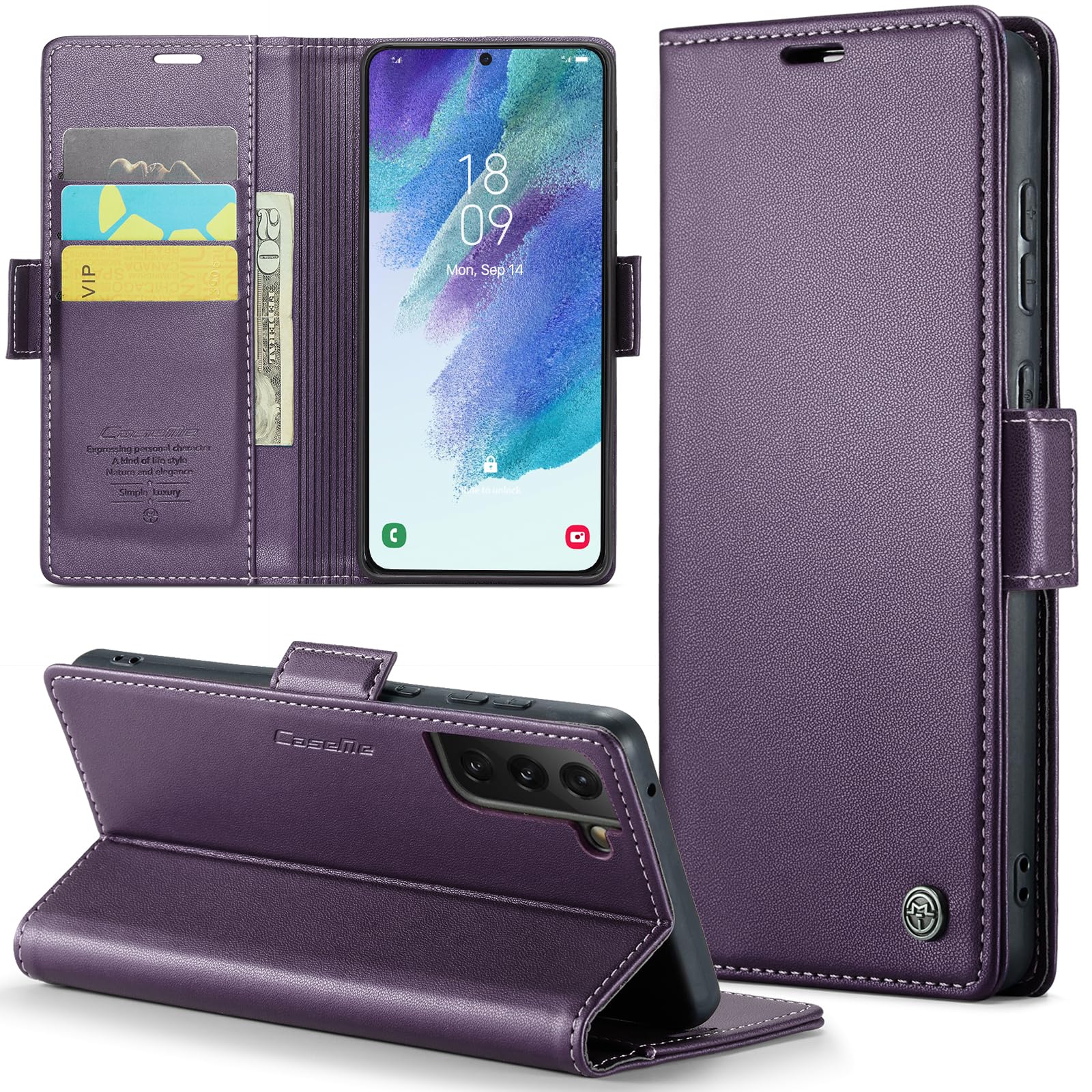 Samsung Galaxy S21 FE 5G Wallet Case with [RFID Blocking] Card Holder Magnetic Kickstand,Leather Flip Protective Case Wallet for Samsung Galaxy S21 FE