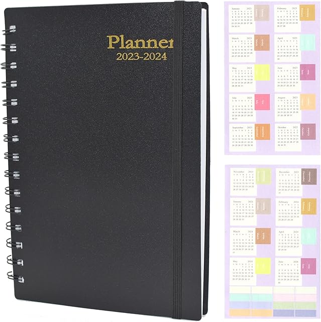 Diary 2023-2024 - 18 Month Diary Planner from Jan. 2023 to Jun.2024, A5 Spiral Notebook Week to View Diary, Weekly & Month Planner (Black)