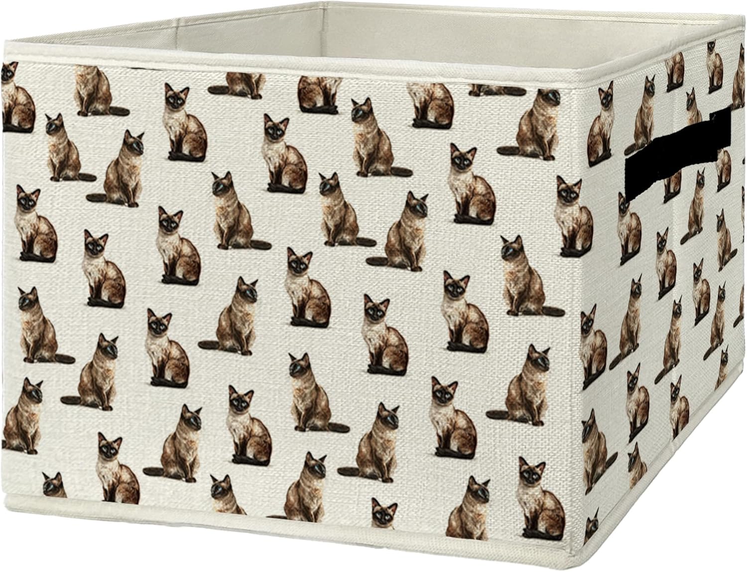 Siamese Cat Gifts Storage Bins & Boxes with Handles, Cat Mom Lovers Gifts Foldable Basket for Organizing, Gift for Pet Lovers Collapsible Storage Basket for Bedroom Bathroom Clothes Toys Books