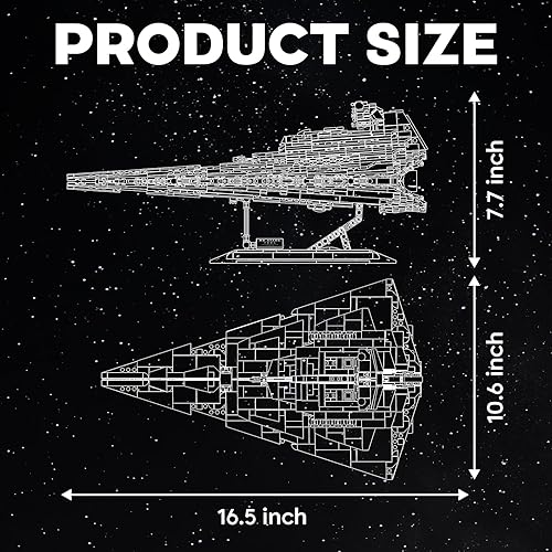 Miniatura 3 de Super Star Destructor Modelo de nave, 1845 piezas de destructor estelar de clase imperial, juguetes de bloques de construcción, impresionante