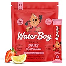 Waterboy Daily Hydration | 1,570mg Electrolyte Powder Packets | No Sugar, All Natural, Gluten Free, Zero Calories | 15 Drink Stick Mixes (Strawberry Lemonade)