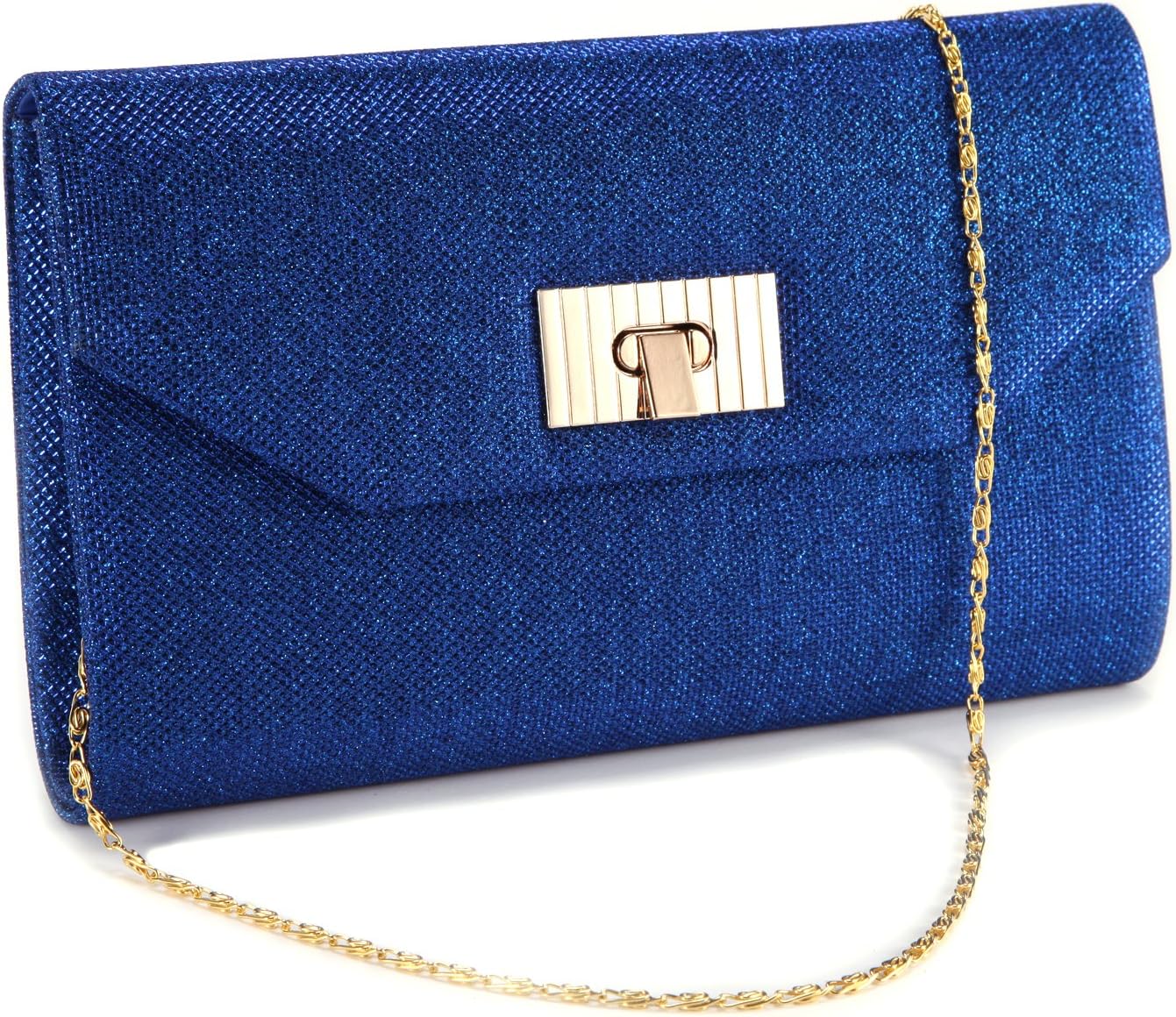 Anladia Dazzling Glitter-Tone Fold Over Flap Twist Lock Lady Clutch Shoulder Bag Handbag
