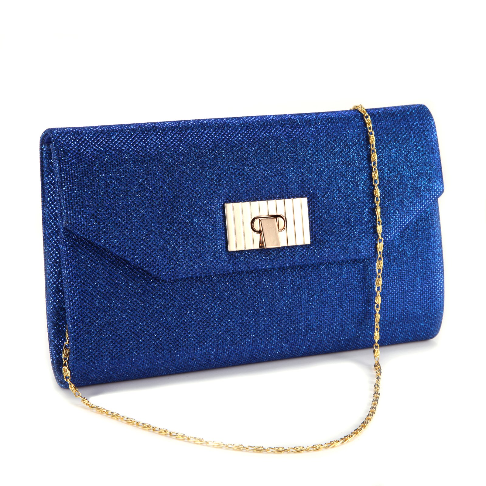 Anladia Dazzling Glitter-Tone Fold Over Flap Twist Lock Lady Clutch Shoulder Bag Handbag