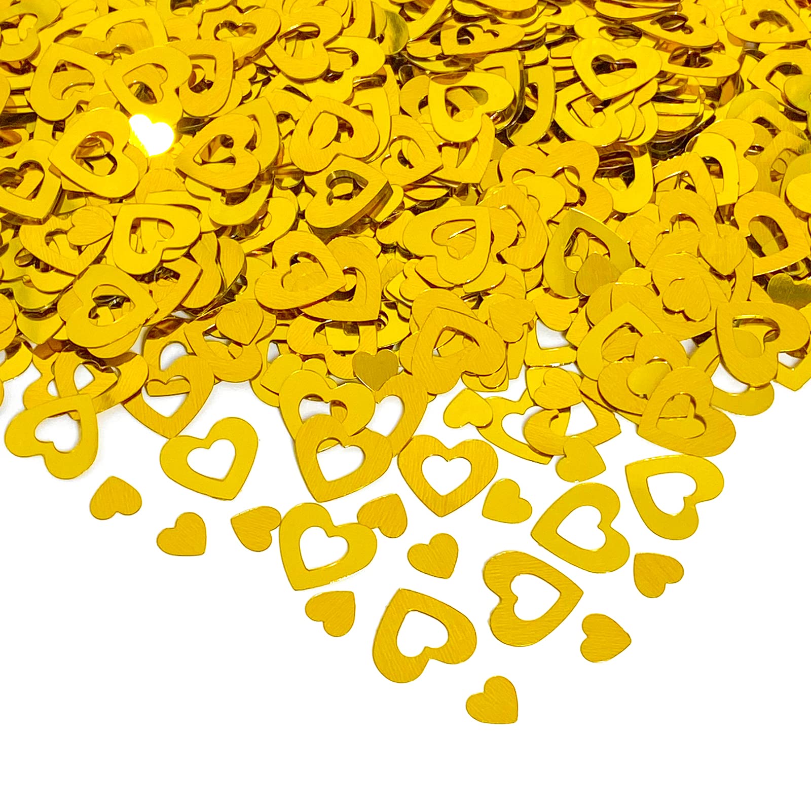 1100Pcs Gold Heart Shaped Confetti, Wedding Valentine's Day Birthday Party Decorations,I Love You Metallic Foil Glitter Table Confetti Sprinkles