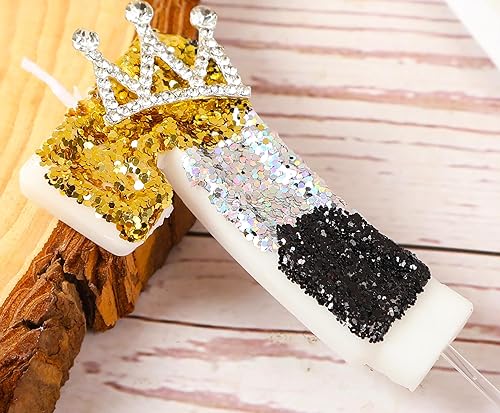 Miniatura 4 de Kinsynko Velas de cumpleaños número 7 de 3.15 pulgadas, decoración de tarta de feliz cumpleaños 7 con corona para cumpleaños de siete años, boda,