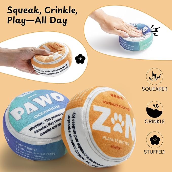 Juguete para Perro Nocciola PAWO Squeaker y Crinkle, Azul miniatura 3