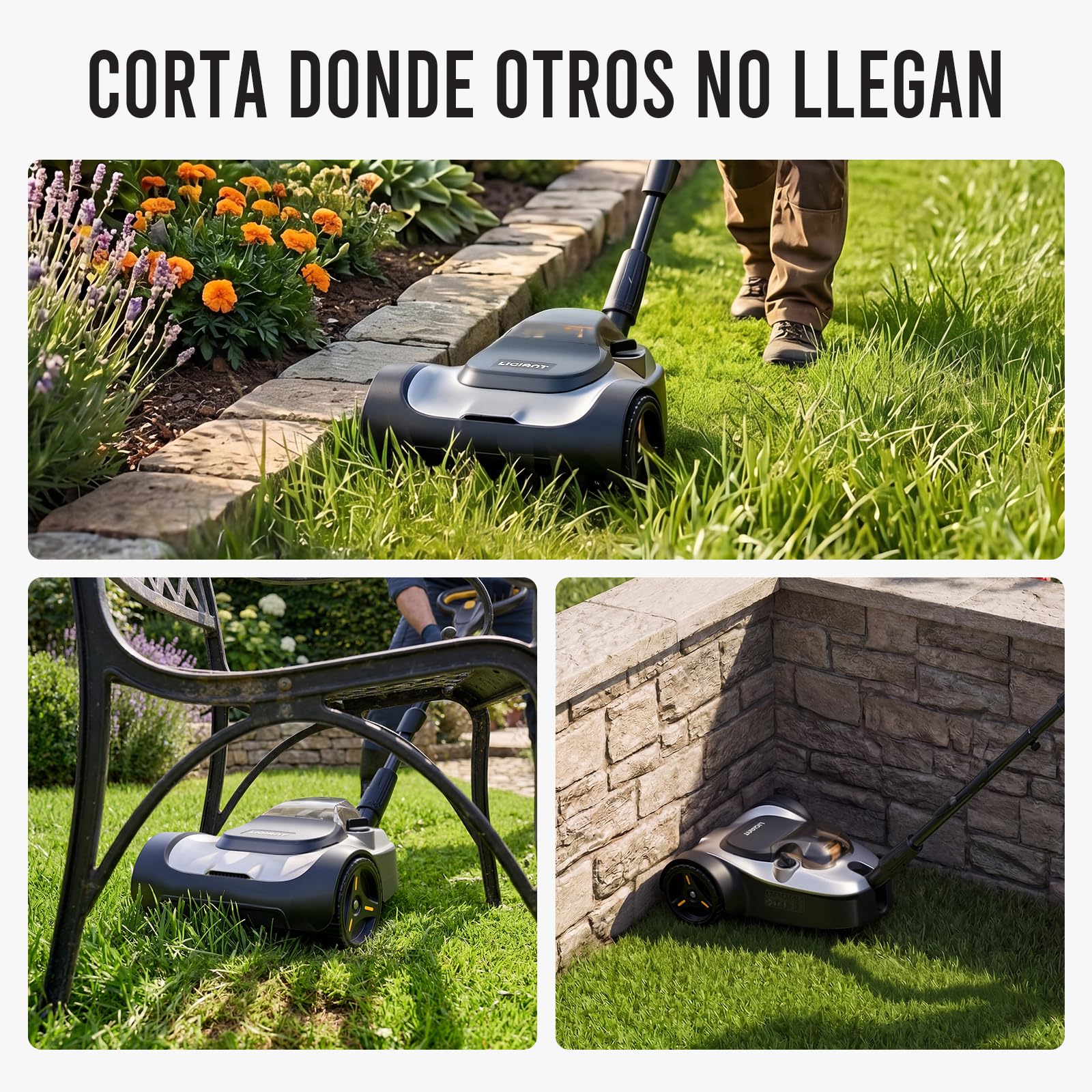 LIGIANT Cortacésped a Batería 22 cm, Mini Cortacésped Inalámbrico con Motor sin Escobillas, Mulching, 3 Alturas de Corte, Protección contra Inclinación 10° a 75°, para Jardines Pequeños