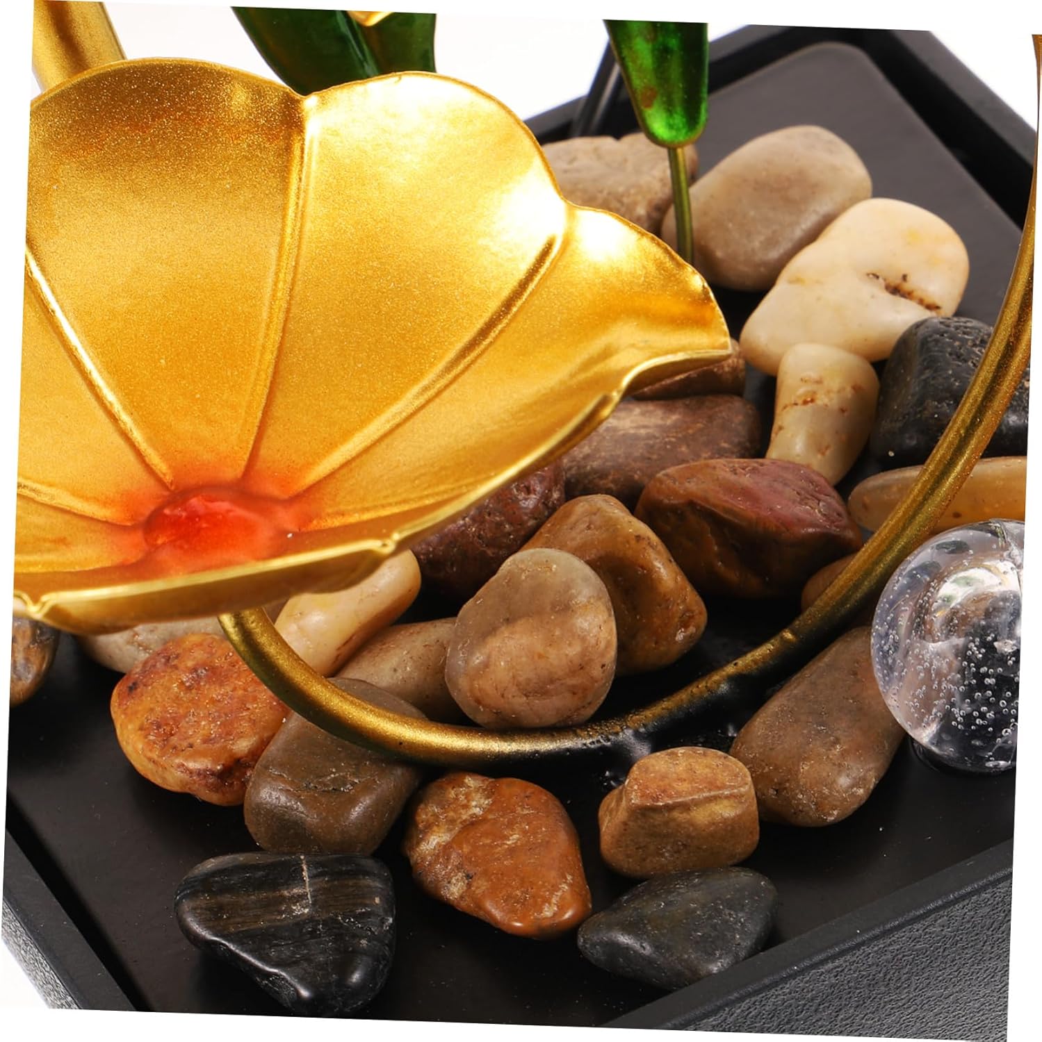 Mini Lotus Leaf Waterfall Fountain USB Powered Desktop Decor for Office and Living Compact Lightweight Tabletop Relaxing Water Fountain with Iron Art Craftsmanship Quiet Indoor