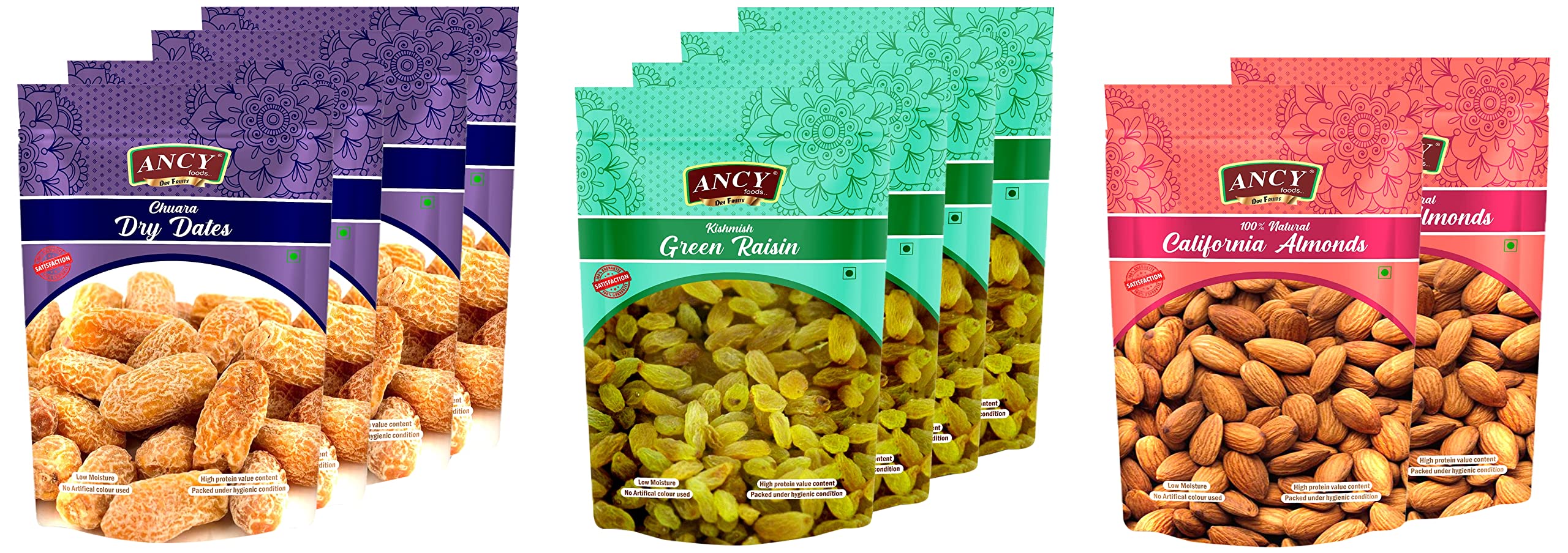 Ancy, Dry Fruit Mall Yellow Dry DatesPeela Sukha Khajoor Grams, 1000 gram & Indian Green Raisins (kishmish) Long Size and Sweet 1 kg & 100% Natural Quality Raw Almonds/Badam Dryfruits, 2 X 250 g (B09VPLXTNX) Amazon Price History, Amazon Price Tracker