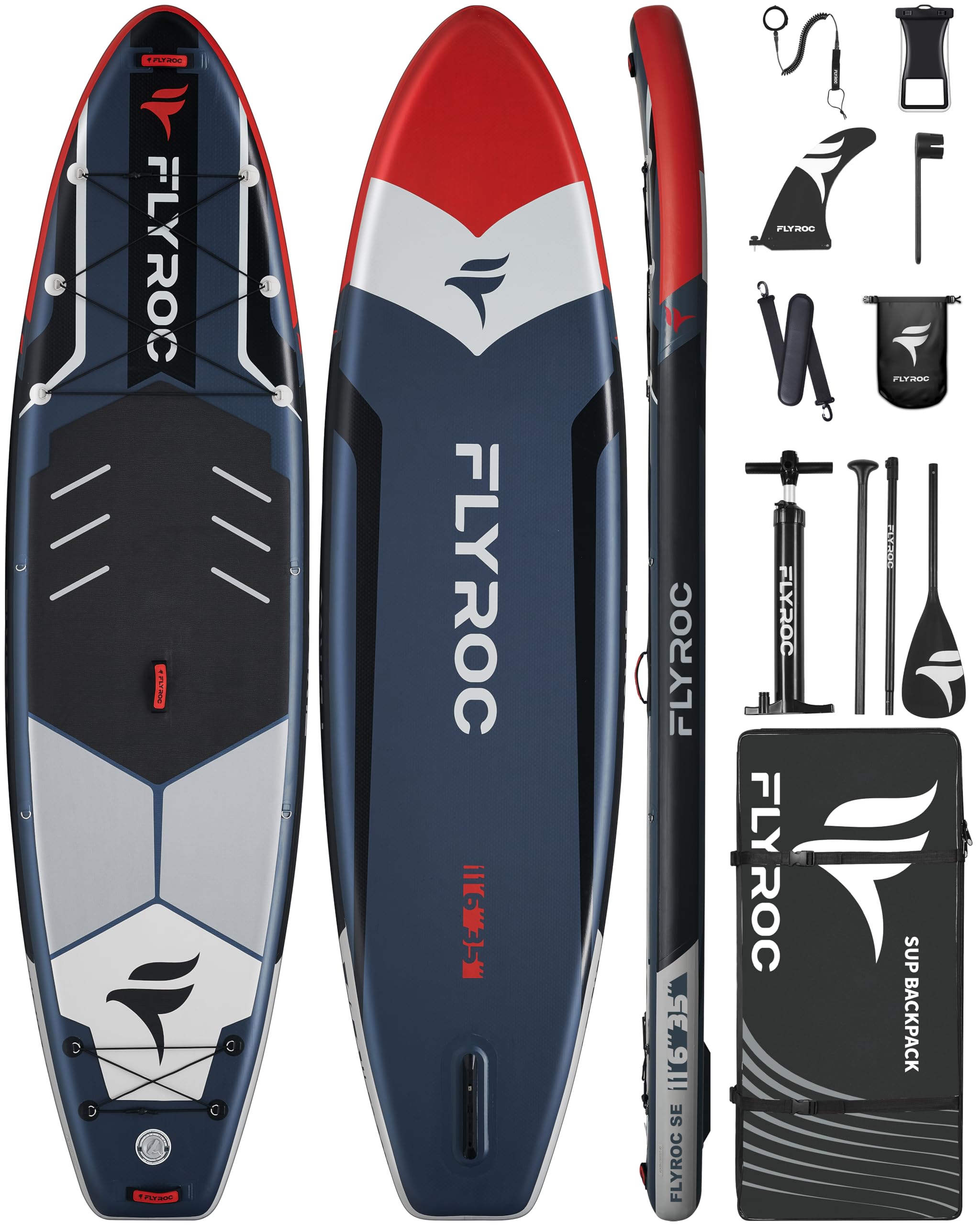 11'6x35'' Extra Wide Inflatable Paddle Board, 450lb Capacity Stand Up Paddle Board for Adults (x3), Stable Inflatable SUP, All Skill Levels, 3 Handles, 100L Backpack, 3PCS Paddle, 5L Dry Bag