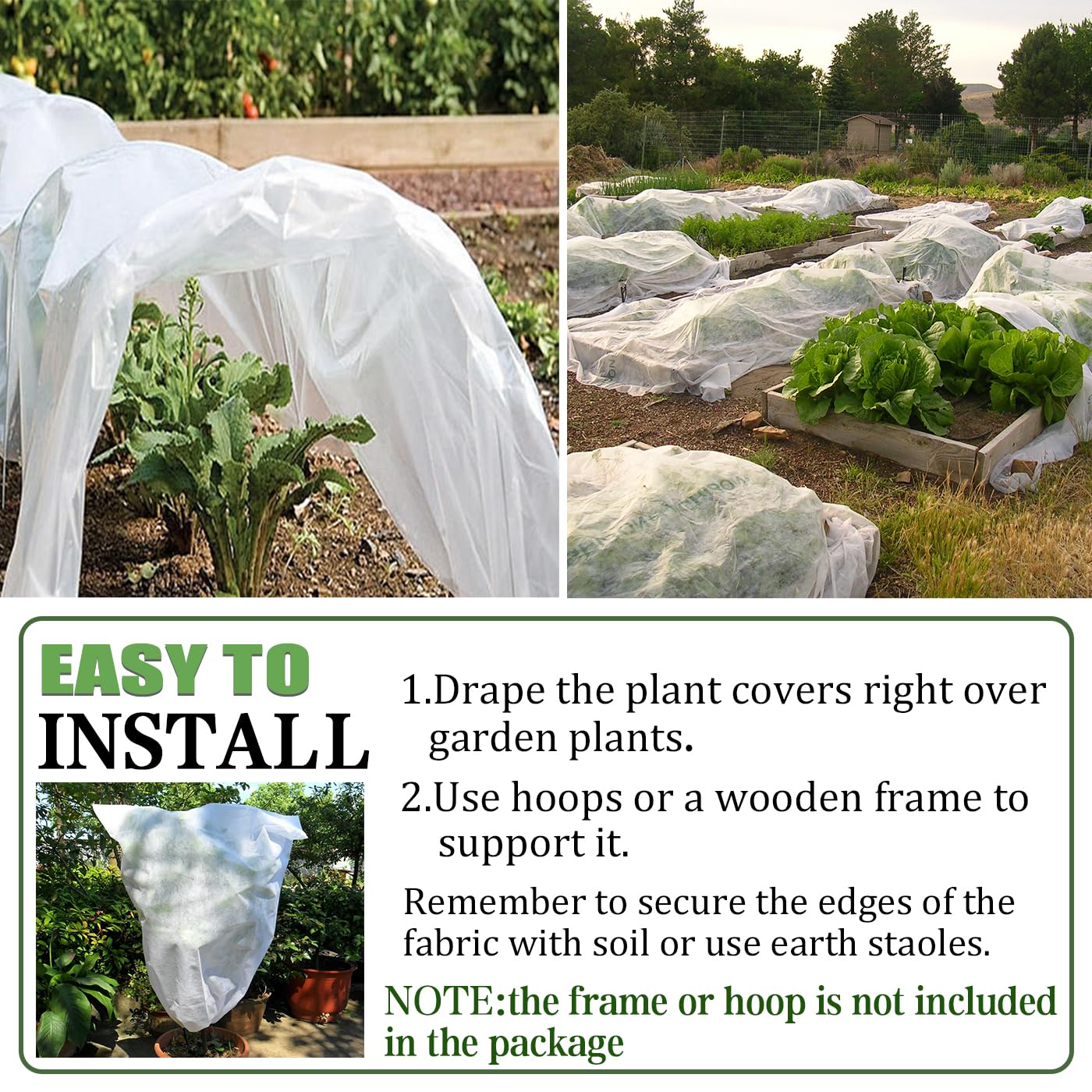 Cubiertas para plantas de 7 x 100 pies, tela gruesa para plantas al aire libre, mantas de plantas de invierno y cubiertas de heladas para protección contra heladas de jardín, cubierta de fila flotante