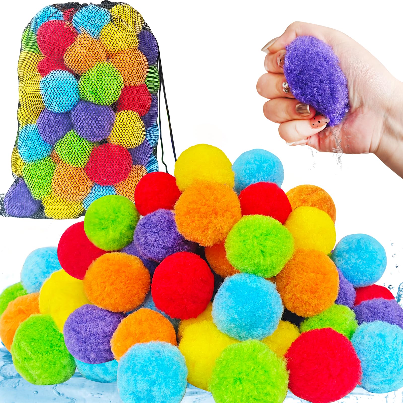 Zddaoole 60 Pcs Reusable Water Balloons,Easter Basket Stuffers Gifts,Kids Outdoor Water Balls,Water Toys for Beach Pool Summer Fun Party
