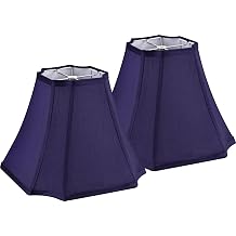 GO&SO Medium Blue Lampshades Square Cut Corner Lamp Shades for Floor and Table Lamps, 6.5x13.2x10.6", Blue, Natural Faux Silk Lampshade Bell Replacement, Handcrafted, Easy Assembly Required Set of 2
