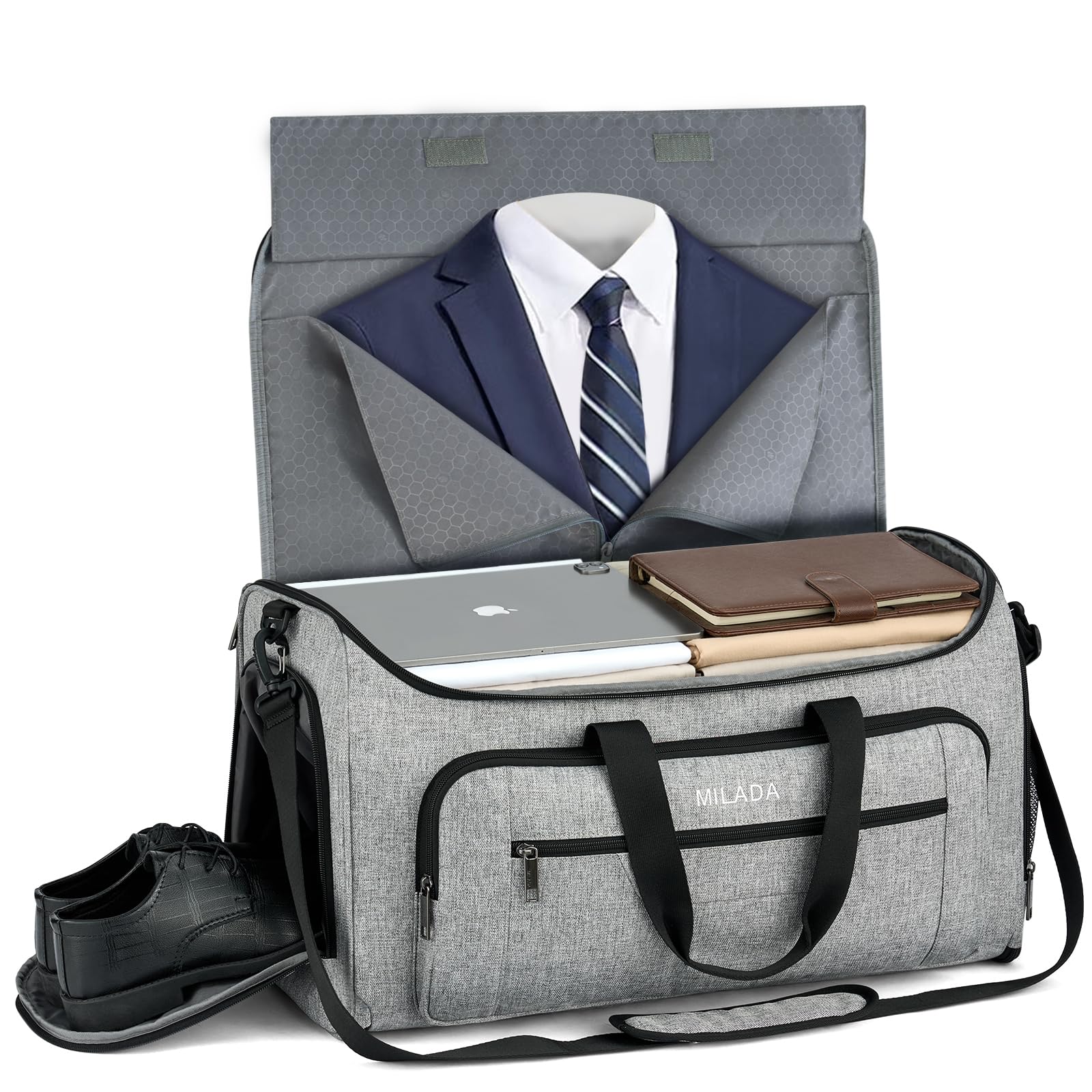MILADA Convertible 2-in-1 Garment Duffel Weekender Bag Carry On Garment Bags for Travel Hanging Clothes Suit Bag Foldable Personal Item Business