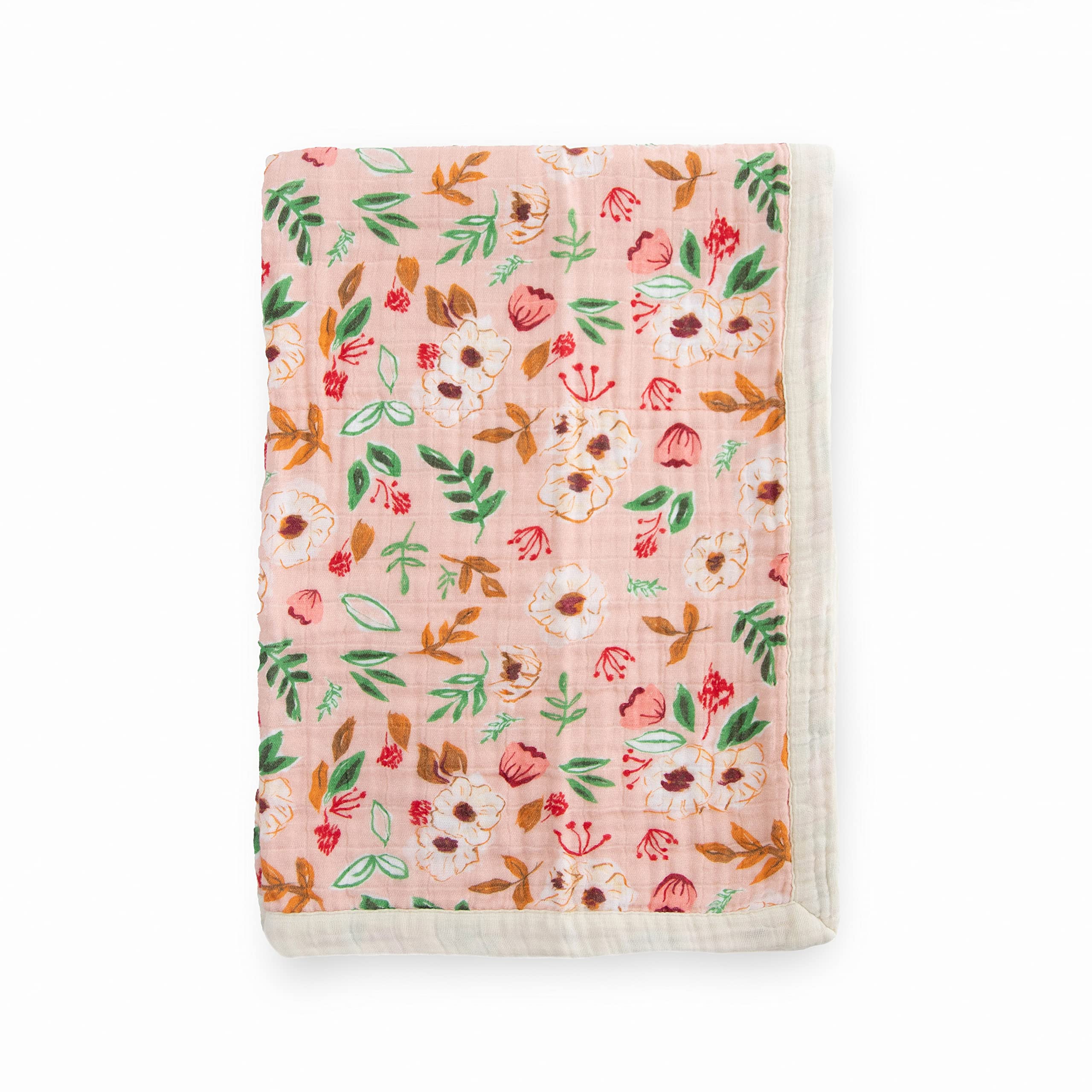 Little Unicorn Vintage Floral Cotton Muslin Quilt Receiving Blanket | 100% Cotton | Super Soft | Babies and Toddlers | 30'' x 40'' | Machine Washable (UB2117)