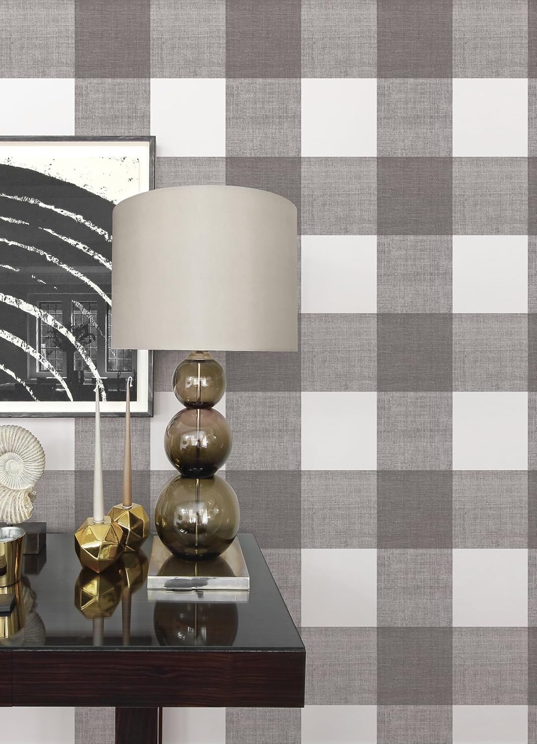 Grey and White Plaid Self-Adhesive Removable Wallpaper