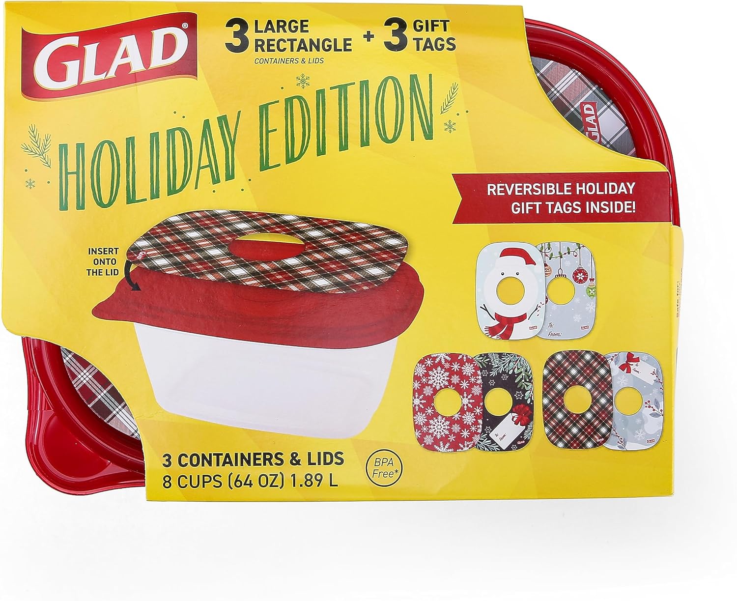 GladWare Holiday Food Storage Containers with Reversible