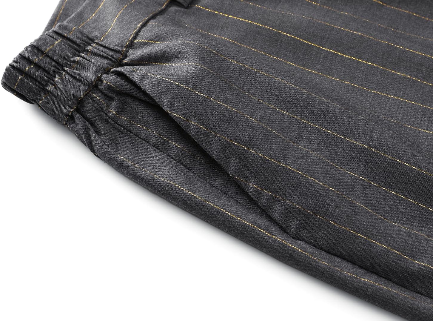 Lamgool Women's Pinstrip Suit Gold Lines 2 Pieces Slim Fit Business Blazer Flared Pants Set for Work - Image 7