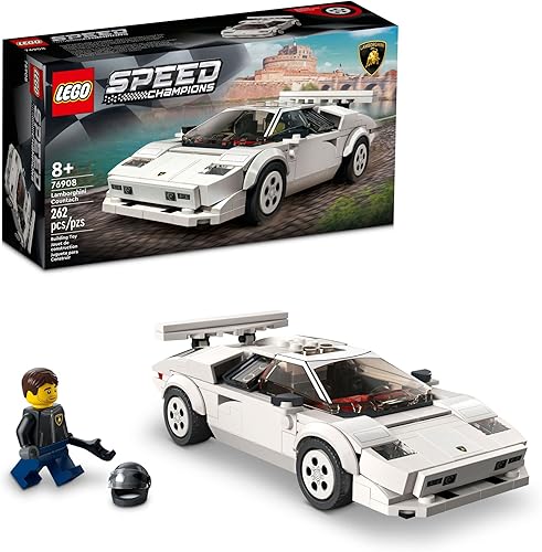 Lego Speed Champions Lamborghini Countach 76908, réplica de modelo de juguete de carreras, juego de construcción coleccionable con minifigura de