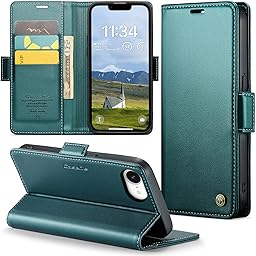 Funda para Apple iPhone 16e, Funda de Cierre Magnético, Cartera de Cuero PU con [Bloqueo RFID], Soporte, Ranura para Tarjetas, Carcasa de Libro, Case para iPhone 16e, Turquesa