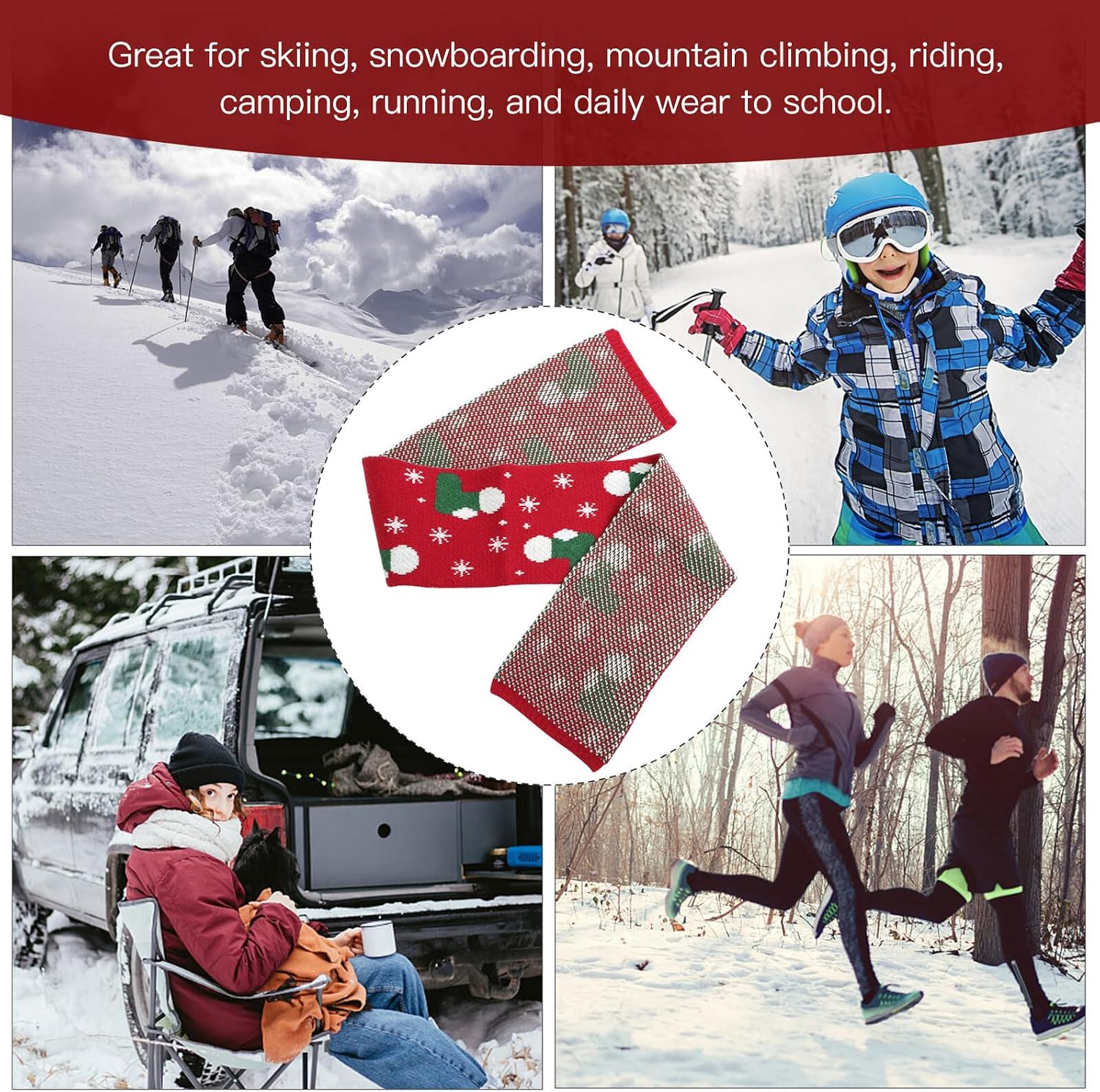 Holibanna Christmas Knit Scarf Winter Festival Soft Red ’s Long Wool Scarf for Boys and Holiday Neck Warmer