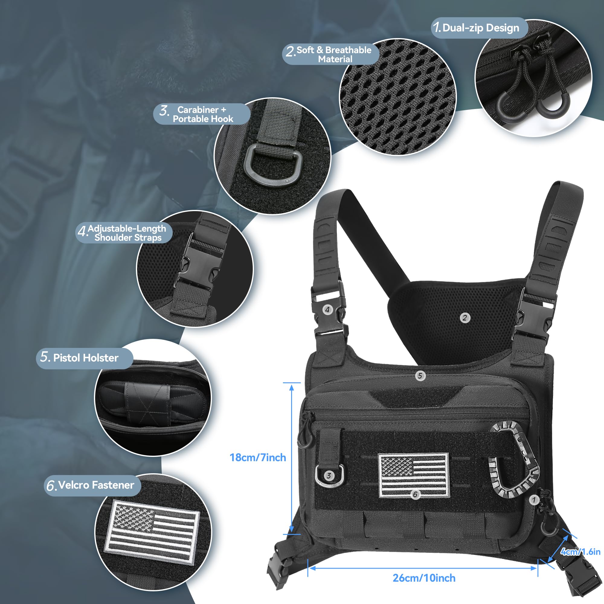 Bolsa De Peito Para Uso Externo, Colete Tático Leve Bolsa De Peito Para