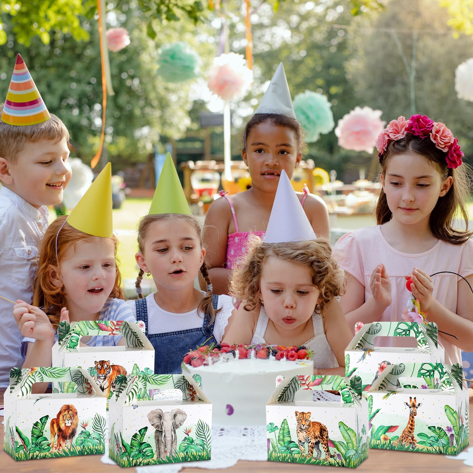24Pcs Jungle Safari Party Favor Boxes - Animal Themed Treat Goodie Bags