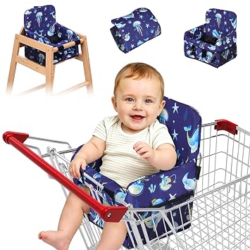 INFANZIA Shopping Cart Cover for Baby, Foam Padded High Chair Cover, Blue