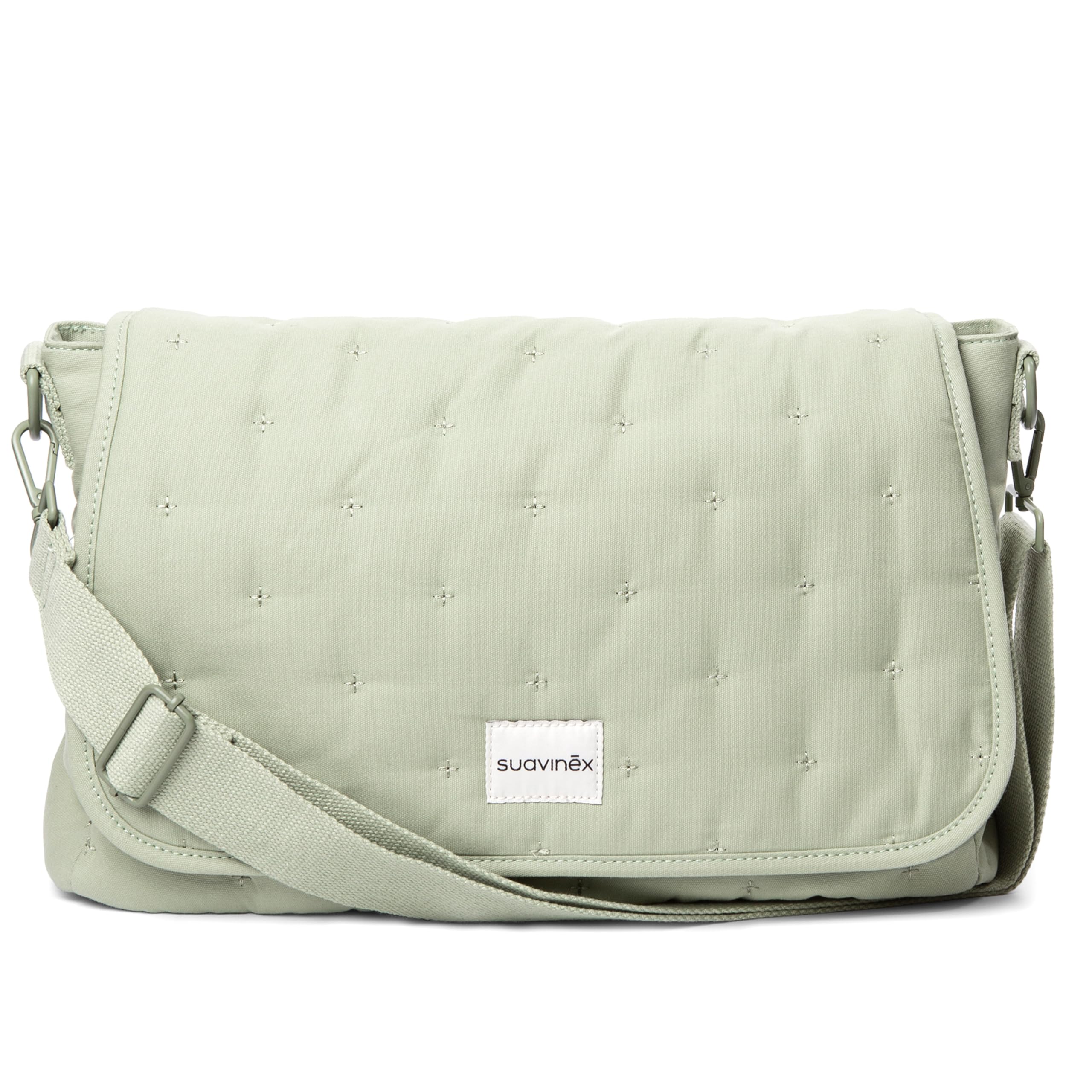 Suavinex, Bolso Maternidad Bandolera, Bolso Carro Bebé de Gran Capacidad, Asas Ajustables al Carrito, Solapa y Cierre de Cremallera, Impermeable, con Bolsillos Interiores, Verde
