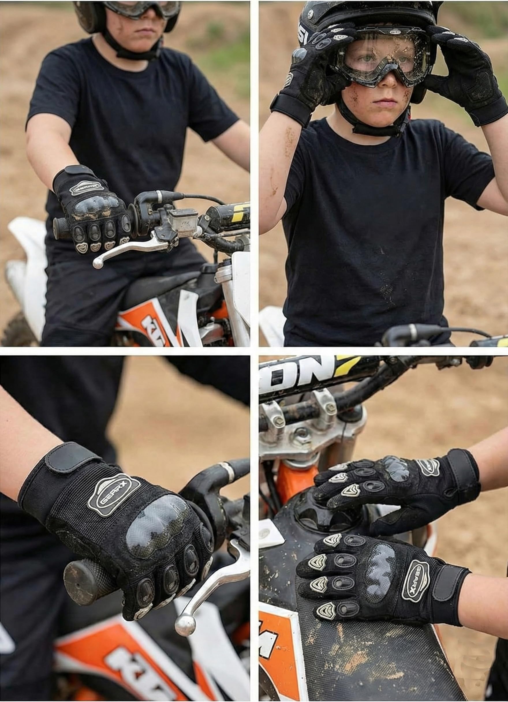 Guantes de Motocross para niños, Protectores de Nudillos, para Motocross, Paintball, quads, Patinaje, Deportes al Aire Libre
