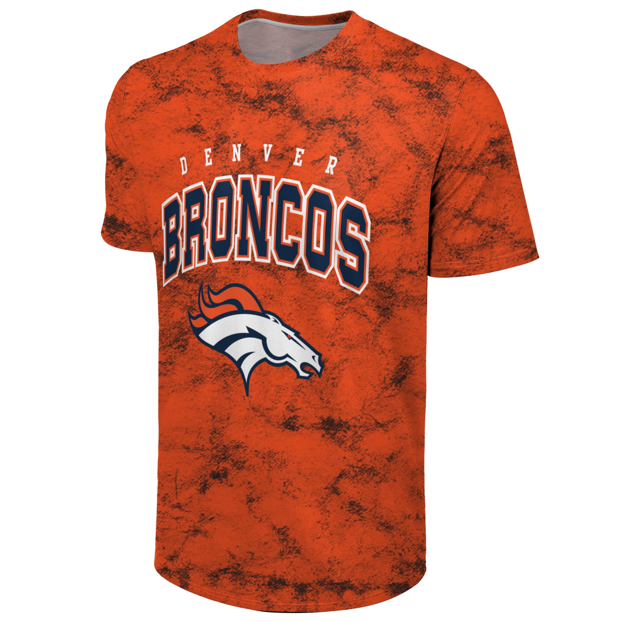 FOCO NFL Men's Officially Licensed Big Logo Wordmark Camo Performance Game Day Team Color Crewneck T-Shirt