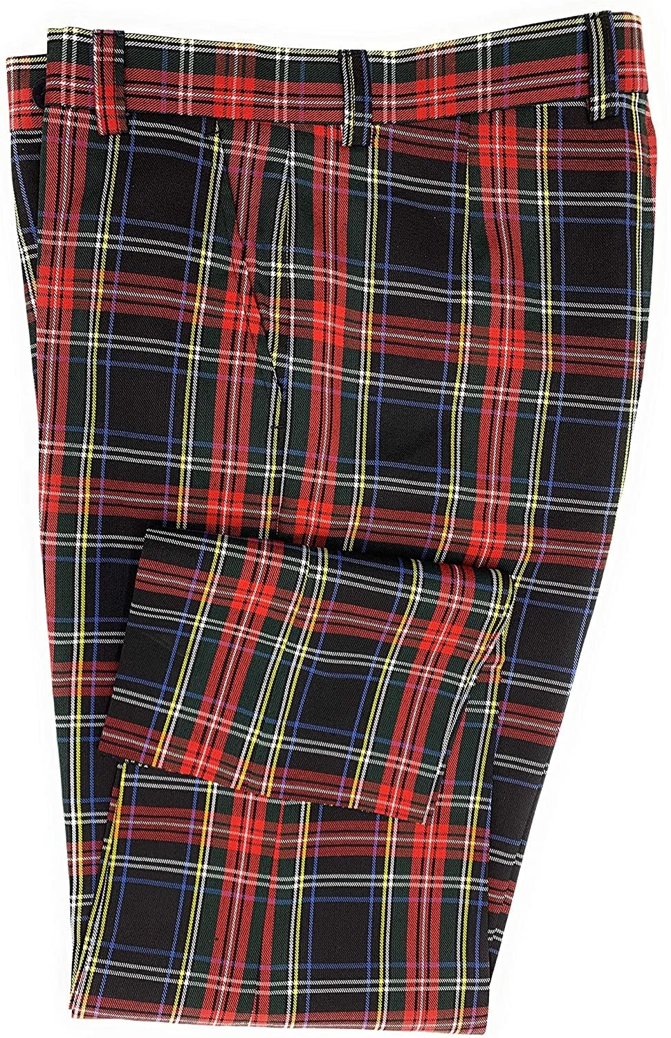 Tartan Tweeds Men's Stewart Black All Season Traditional Tartan Trousers Comfort Stretch Fit Waistband 42W / 31L