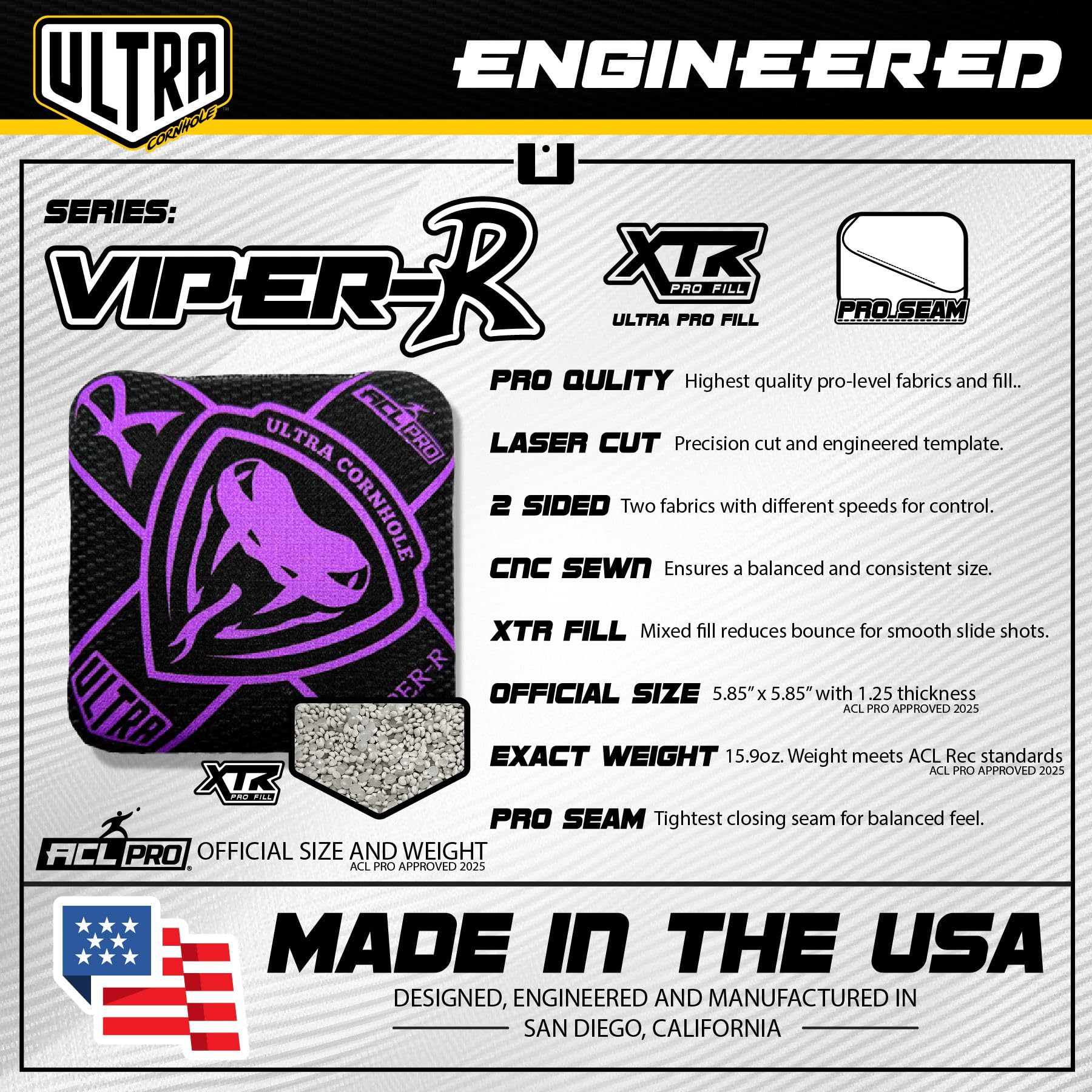 Ultra Cornhole Bags Viper-R Cornhole Bag Set - ACL Approved